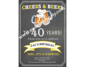 Cheers and Beers Birthday Invitation,(11ab)